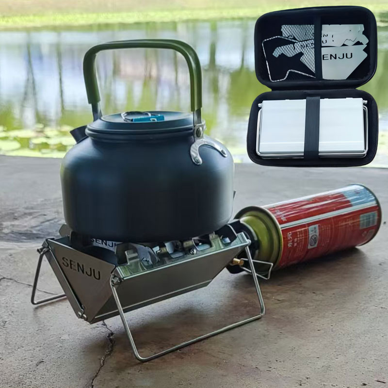 Travel Kitchen Accessories - Портативная походная карточная плита, мини-ветрозащитная складная