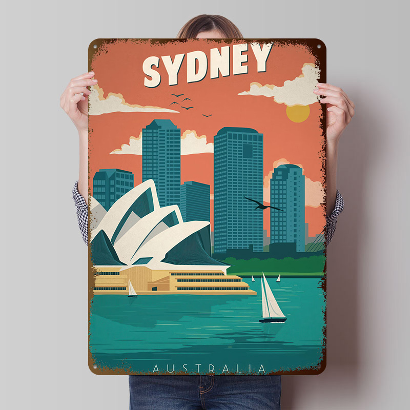 Travel Accessories Sydney - Плакат с изображением Сиднея, винтажные металлические