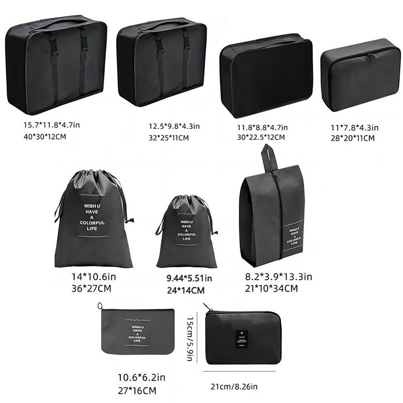 9 шт., дорожные сумки-органайз – обзор и цена Travel Accessories Packing Cubes